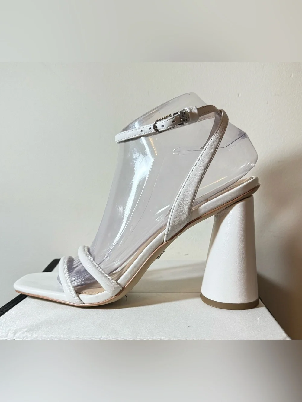 Sam Edelman White “Kia” Square-Toe Block Heel Sandals
